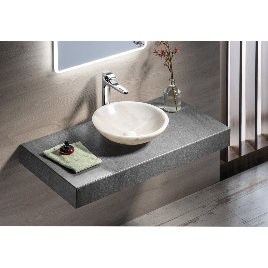 Sapho - BLOK Countertop Basin Ø 40 cm, Marble/White