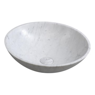 Sapho - BLOK Countertop Basin Ø 42 cm Stone/Carrara/Matte White