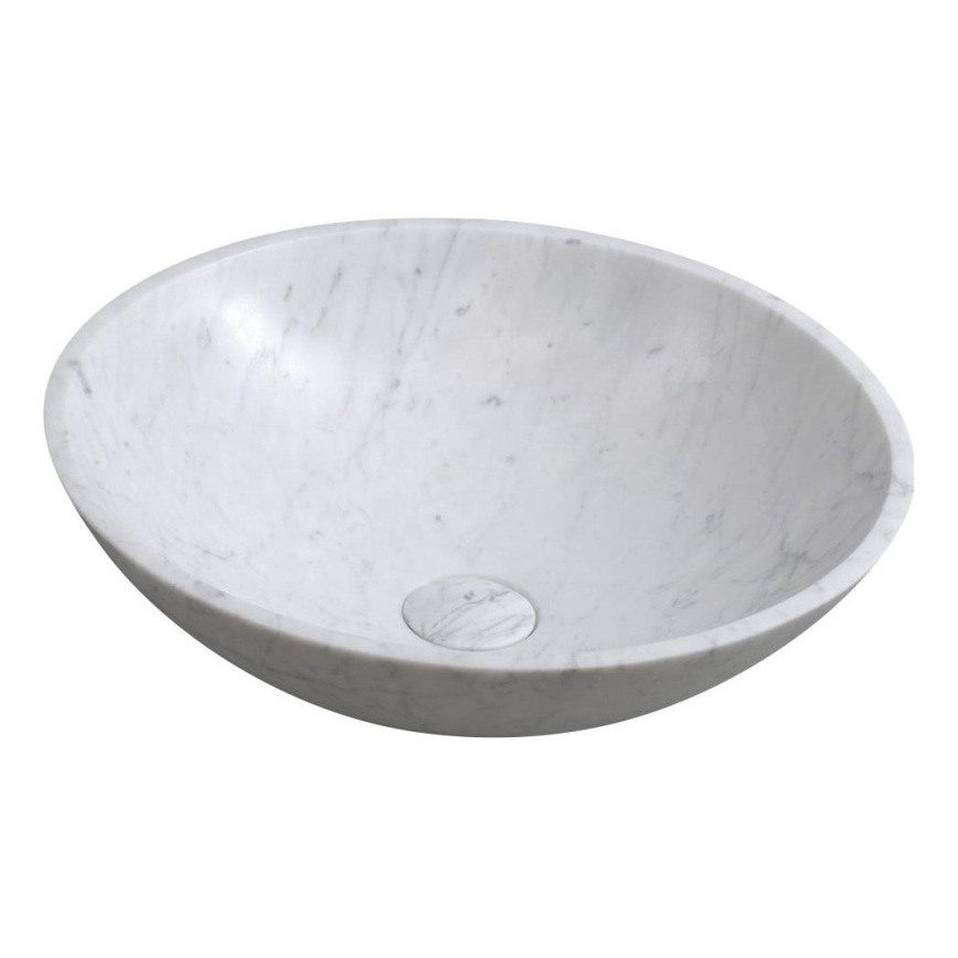 Sapho - BLOK Countertop Basin Ø 42 cm Stone/Carrara/Matte White