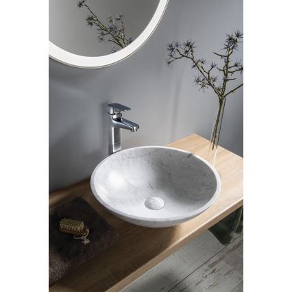 Sapho - BLOK Countertop Basin Ø 42 cm Stone/Carrara/Matte White