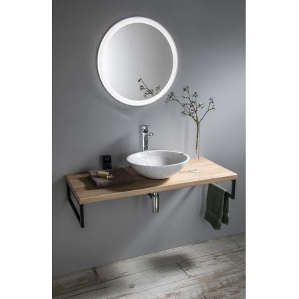 Sapho - BLOK Countertop Basin Ø 42 cm Stone/Carrara/Matte White