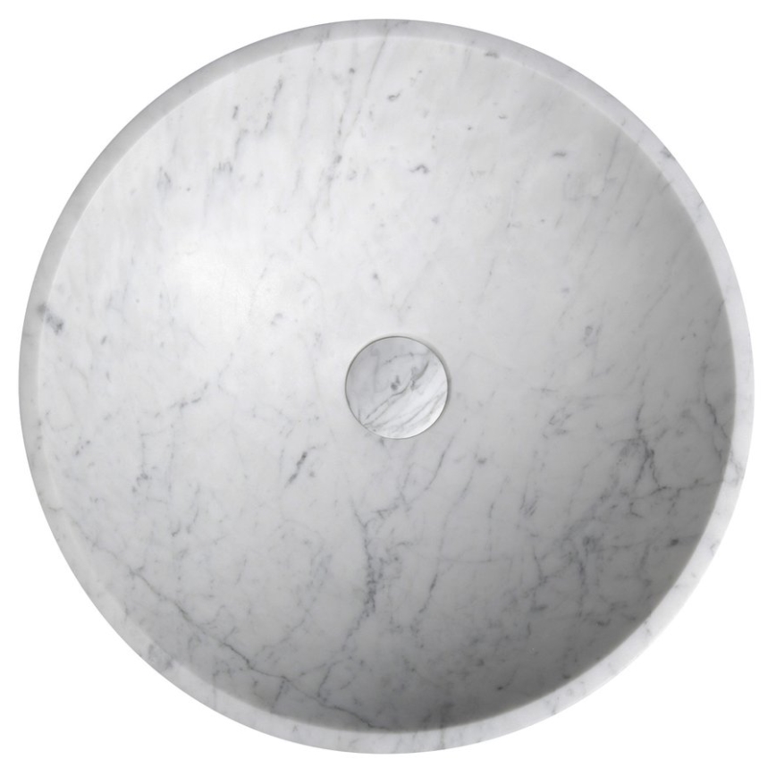 Sapho - BLOK Countertop Basin Ø 42 cm Stone/Carrara/Matte White