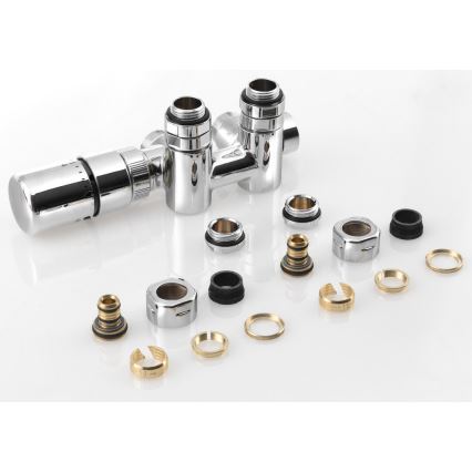 Sapho - TWIN COMBI Left Thermostatic Connection Kit for Center Connection, Polished Chrome