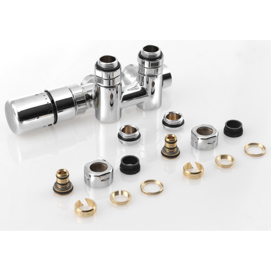 Sapho - TWIN COMBI Left Thermostatic Connection Kit for Center Connection, Polished Chrome