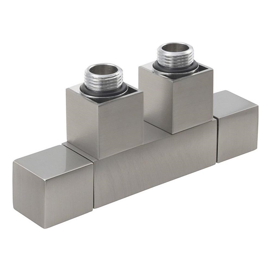 Sapho - Center-connection valve set for CUBE TWIN, matte stainless steel