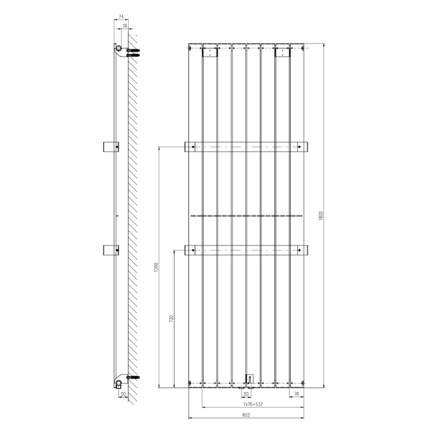Sapho - COLONNA Bathroom Radiator 180 x 60 cm, Silver