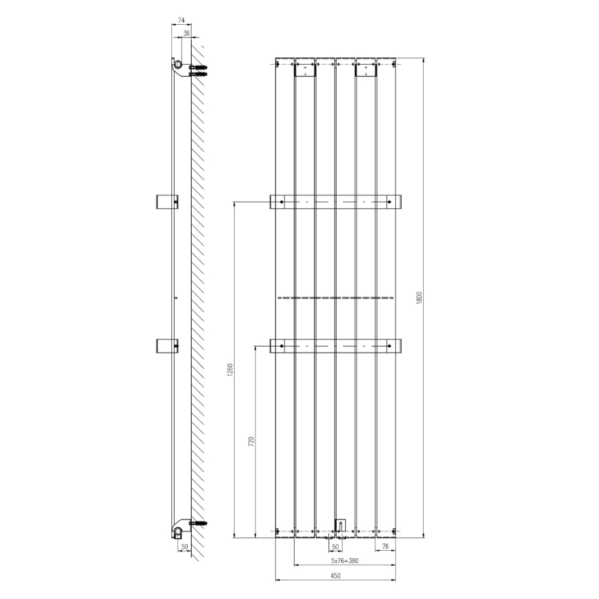 Sapho - COLONNA Bathroom Radiator 180x45 cm Black