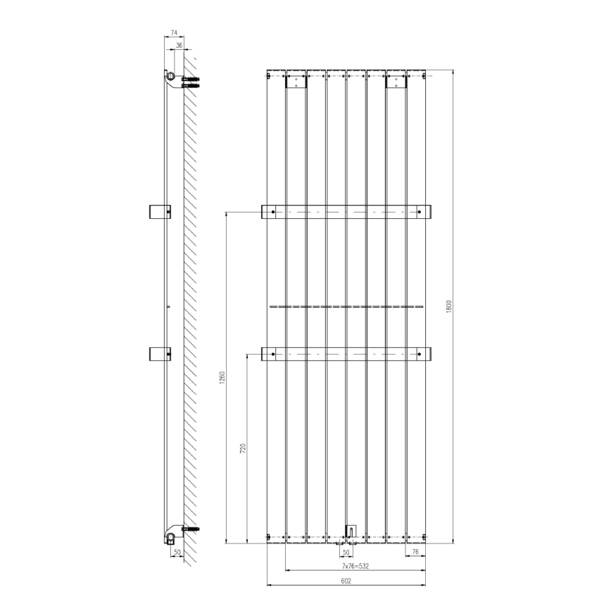 Sapho - COLONNA Bathroom Radiator 180x60 cm White