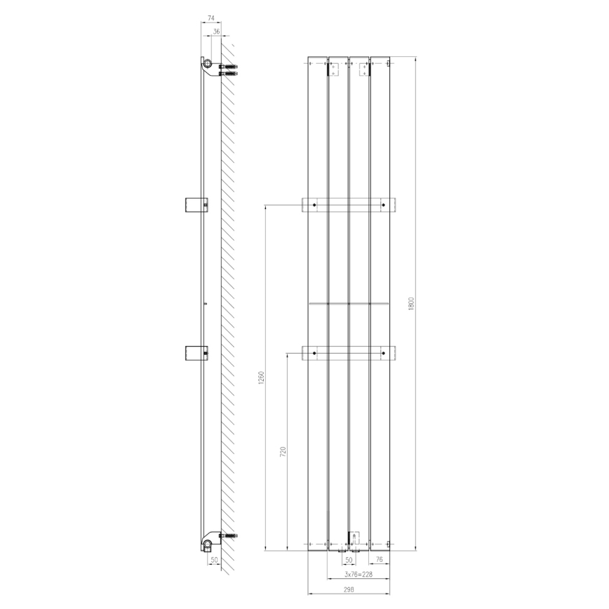 Sapho - COLONNA Bathroom Radiator 614 W / 230 V, 29 x 180 cm, White