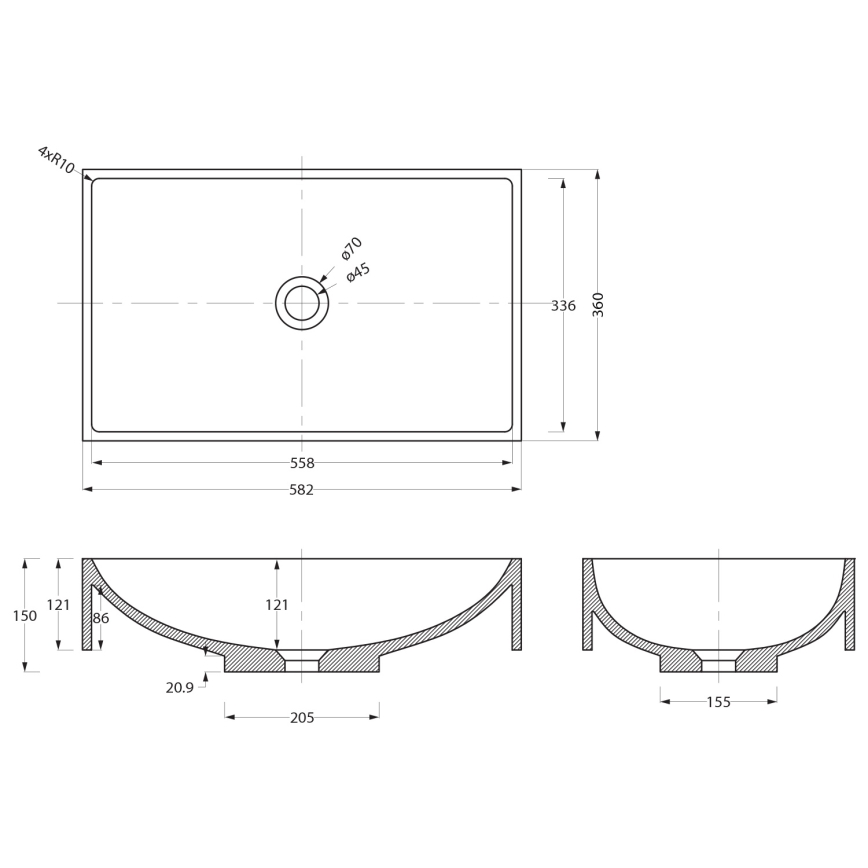 Sapho - Countertop basin 58 x 36 cm, concrete/beige