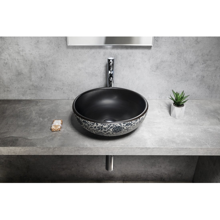 Sapho - Countertop basin PRIORI Ø 41 cm black/white