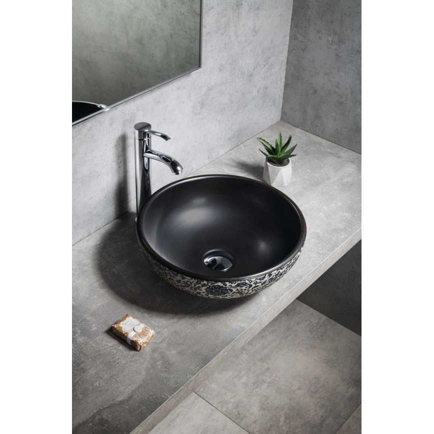 Sapho - Countertop basin PRIORI Ø 41 cm black/white