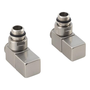 Sapho - CUBE angle valve connection kit, 2-piece, brushed stainless steel