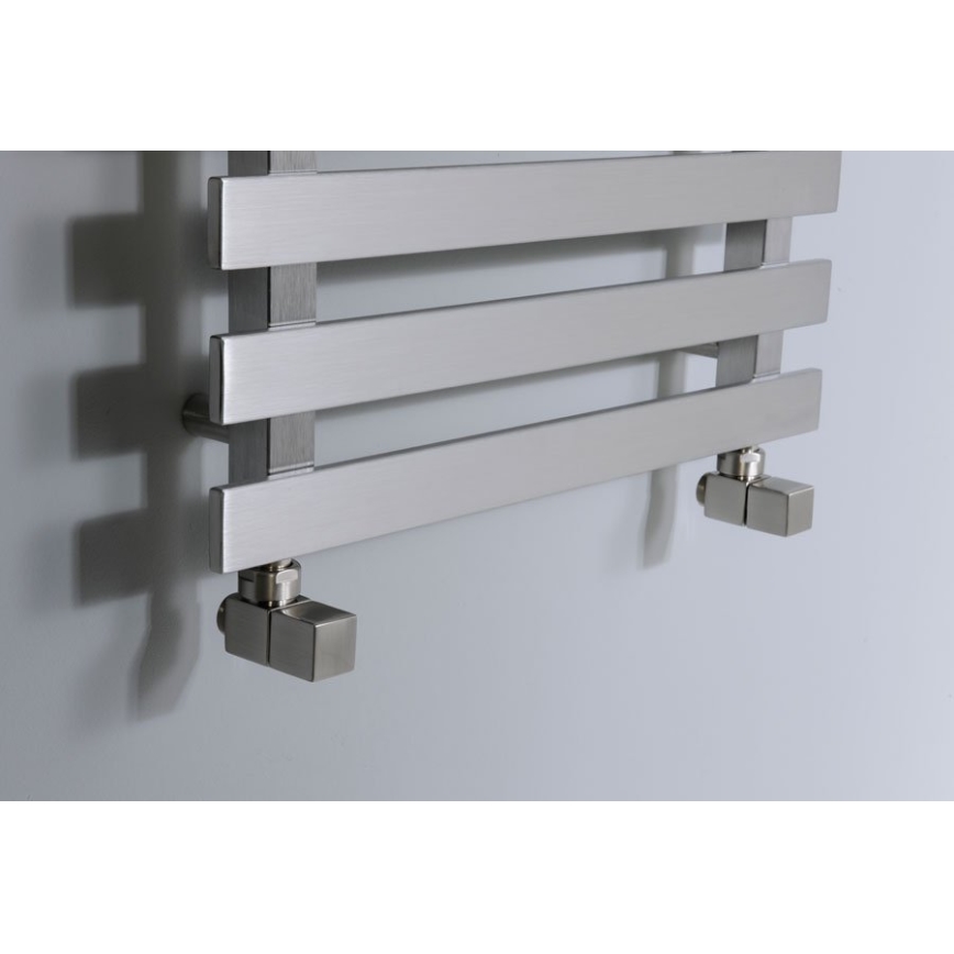 Sapho - CUBE angle valve connection kit, 2-piece, brushed stainless steel