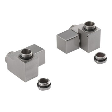 Sapho - CUBE COMBI Angle Valve Connection Kit, 2 pcs, right-hand/matte stainless steel
