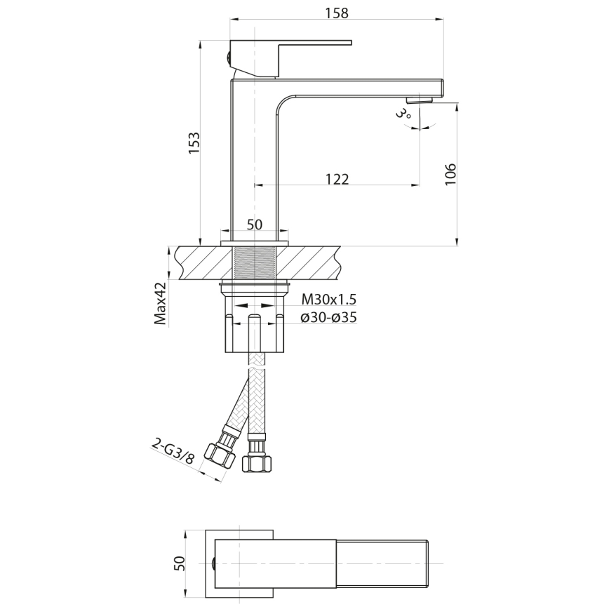 Sapho - CUBEMIX 15 cm Matte Gold Basin Mixer