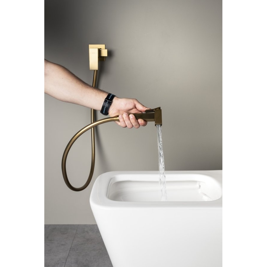 Sapho - CUBEMIX Bidet Mixer with Hand Spray for Concealed Installation, Matte Gold