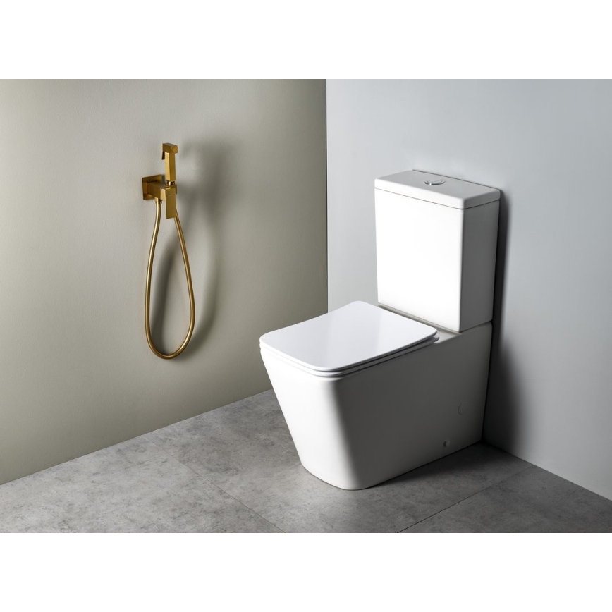 Sapho - CUBEMIX Bidet Mixer with Hand Spray for Concealed Installation, Matte Gold