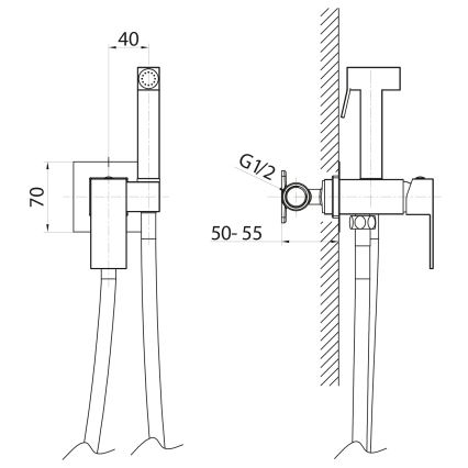 Sapho - CUBEMIX Concealed Bidet Mixer with Hand Spray, Matte Gold