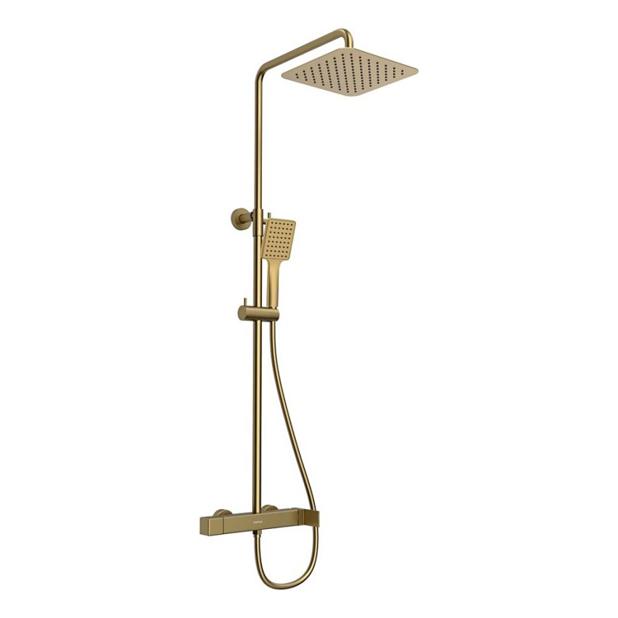 Sapho - CUBEMIX Shower Set with Mixer Tap, Matte Gold Finish