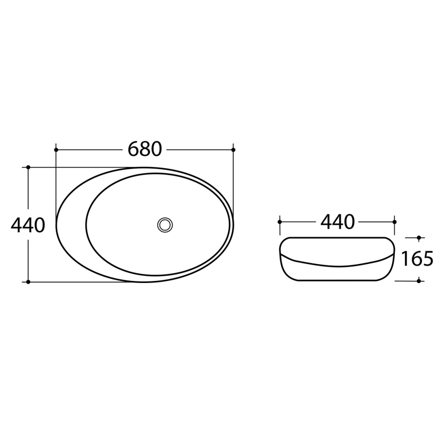Sapho - DALMA Countertop Basin 68x44 cm grey