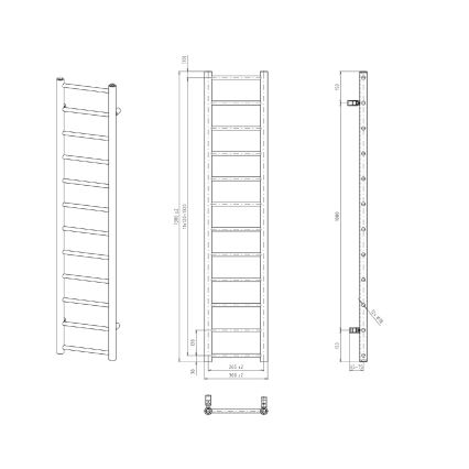 Sapho - DINA Bathroom Radiator 138 x 30 cm Matte Black