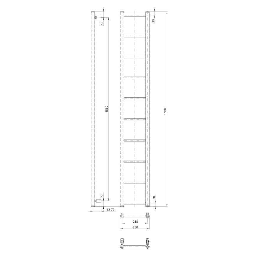 Sapho - DINA Bathroom Radiator 168x25 cm White