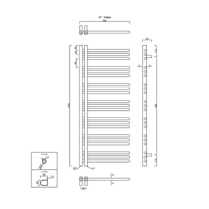 Sapho - DORLION 120x50 cm Polished Chrome Heated Towel Rail