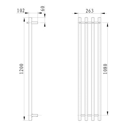 Sapho - Electric towel rail PAPINADO 85W/230V 120 cm shiny chrome right