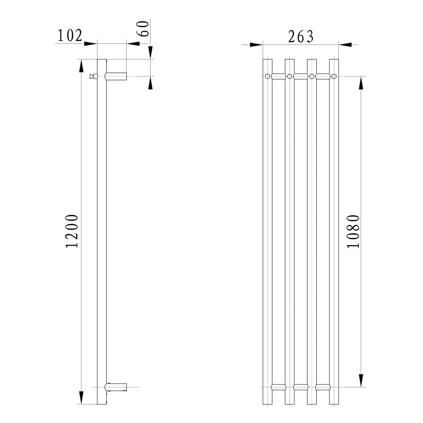 Sapho - Electric towel rail PAPINADO 85W/230V 120 cm shiny chrome right
