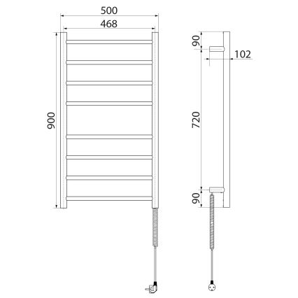 Sapho - Electric towel rail REDONDO 75W/230V 90 cm shiny chrome right round