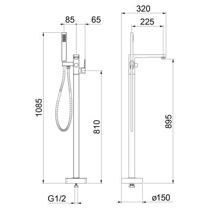 Sapho - Freestanding bathtub set with mixer tap TURSI matte black