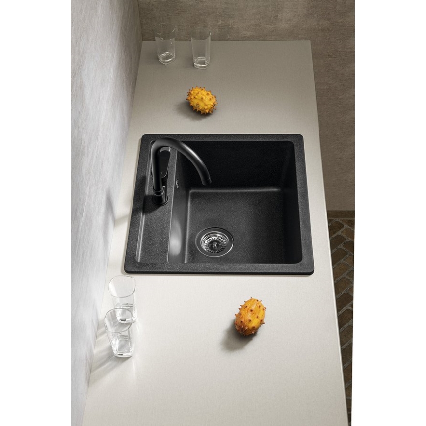 Sapho - Kitchen sink 53x50 cm granite/black