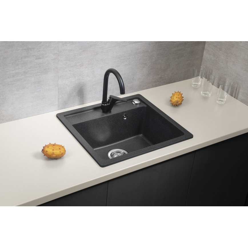 Sapho - Kitchen sink 53x50 cm granite/black