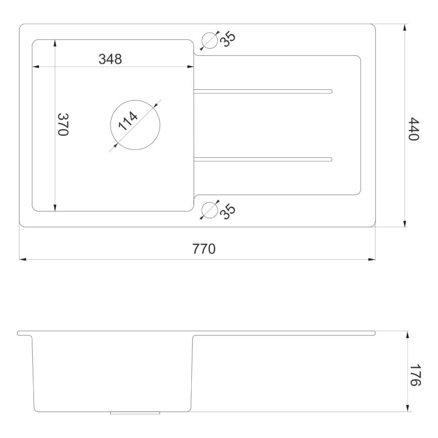 Sapho - Kitchen sink 77x44 cm granite/beige