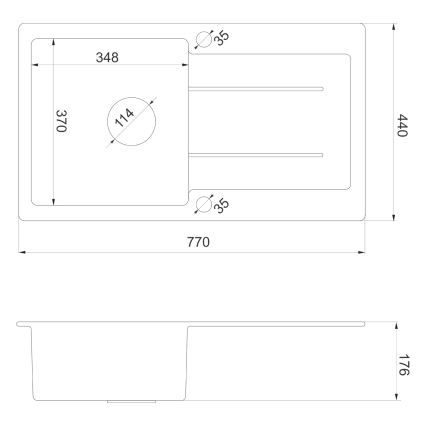 Sapho - Kitchen sink 77x44 cm granite/black