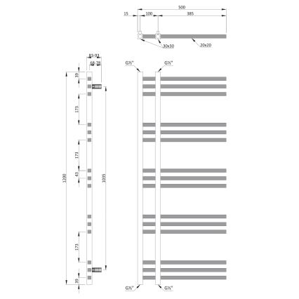 Sapho - MAGDALENA Bathroom Heated Towel Rail 120x50 cm Polished Chrome