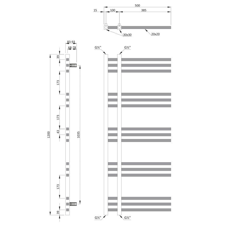 Sapho - MAGDALENA Bathroom Heated Towel Rail 120x50 cm Polished Chrome