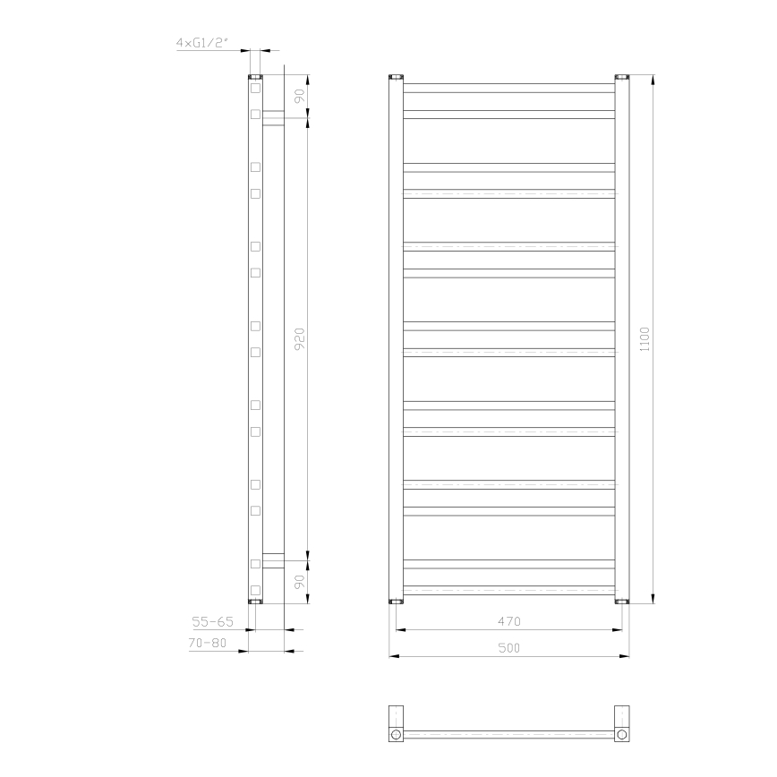 Sapho - METRO DOS Bathroom Radiator 343W/230V 50x110 cm Matte White