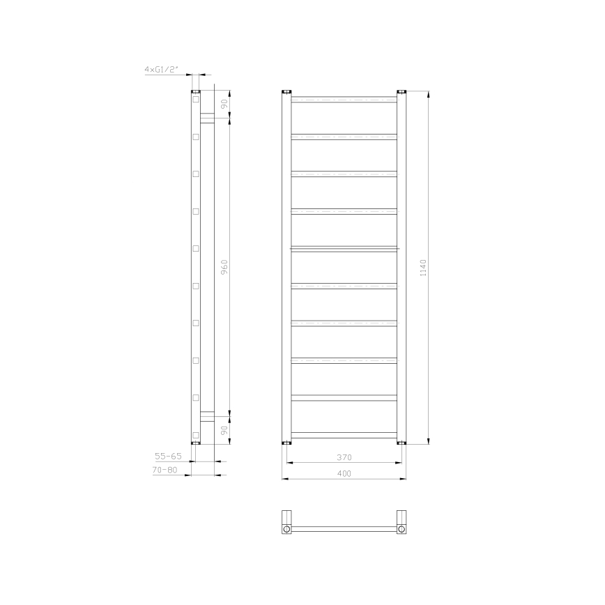 Sapho - METRO LIGHT Bathroom Radiator 114x40 cm, White