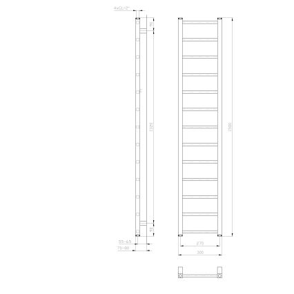 Sapho - METRO LIGHT Bathroom Radiator 150 x 30 cm, White