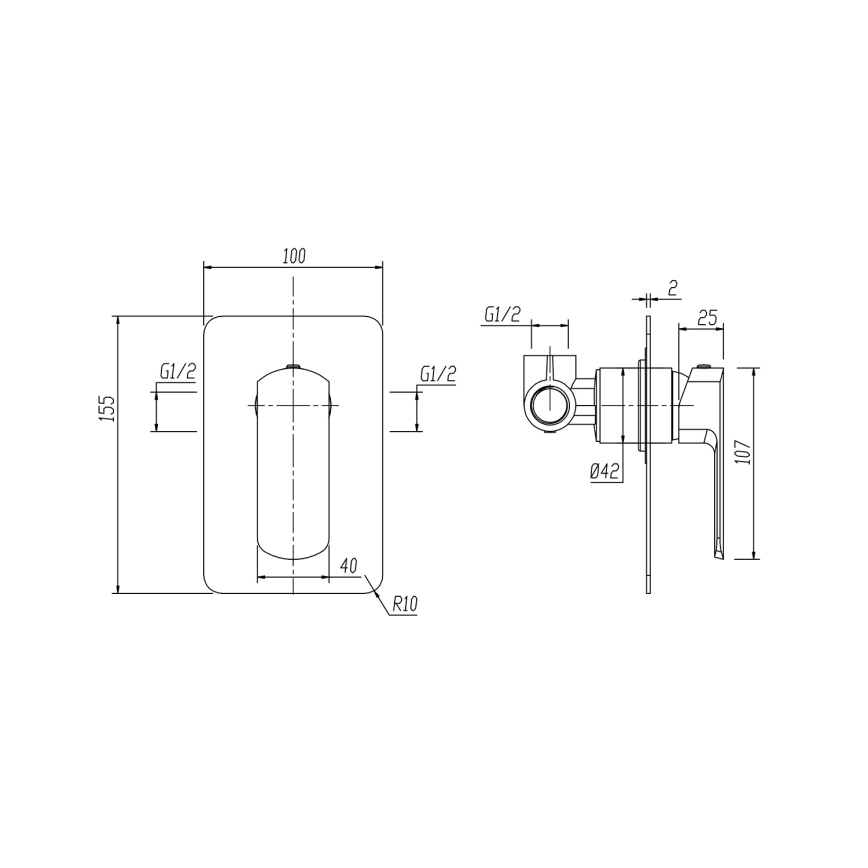 Sapho - MIXONA Built-in Shower Mixer, Polished Chrome