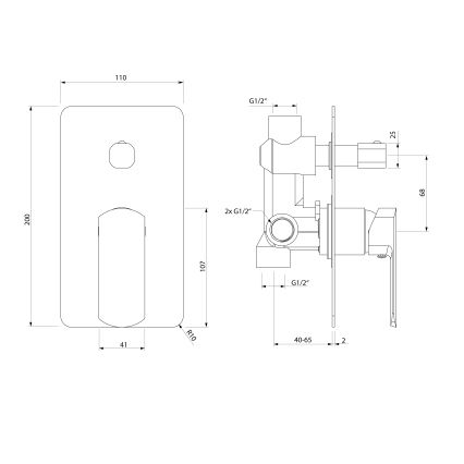 Sapho - MIXONA Concealed Shower Mixer, Polished Chrome