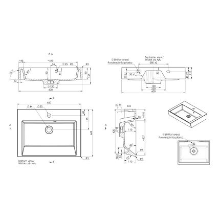 Sapho - ORINOKO Countertop Basin 60 x 45 cm, Marble/White