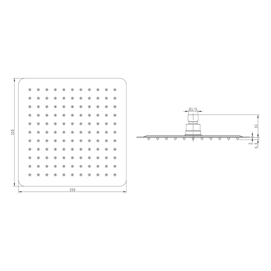 Sapho - Overhead shower SLIM 25x25 cm polished stainless steel