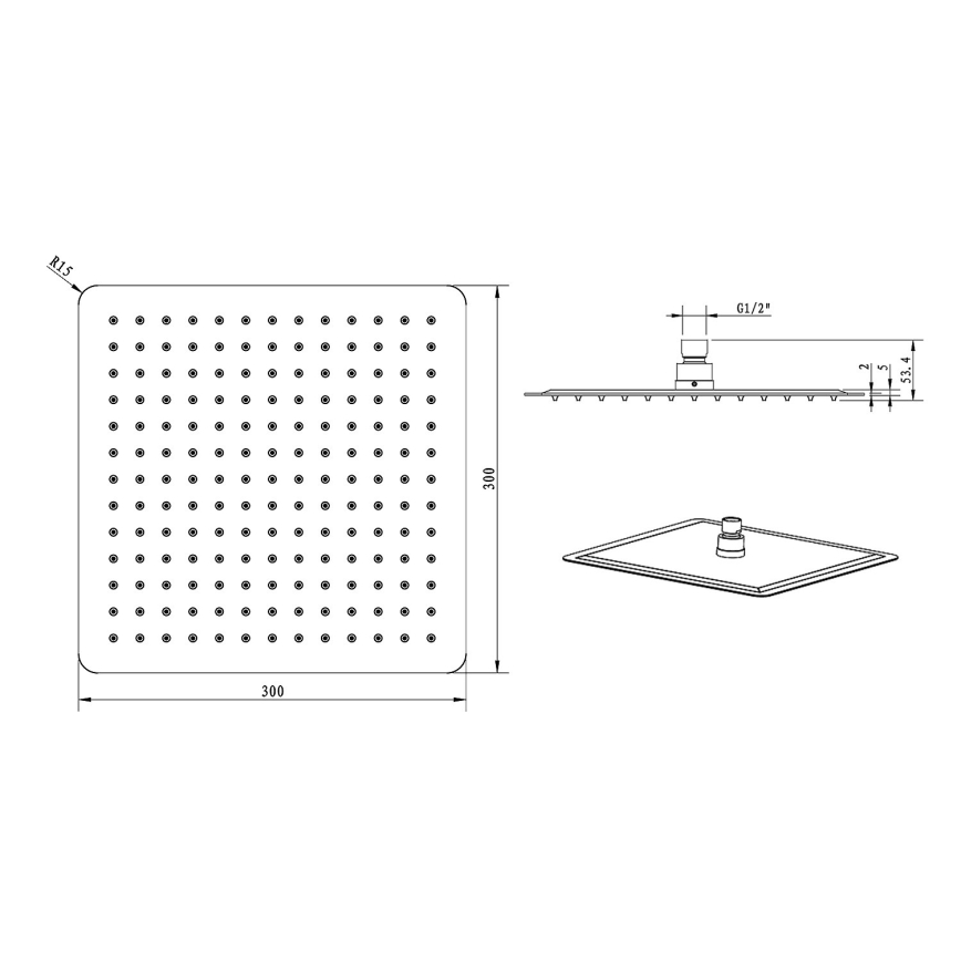 Sapho - Overhead shower SLIM 30x30 cm polished stainless steel