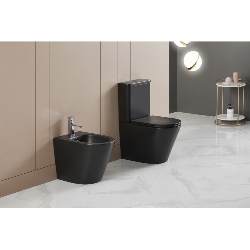 Sapho - PACO Ceramic Close-Coupled Toilet, Black