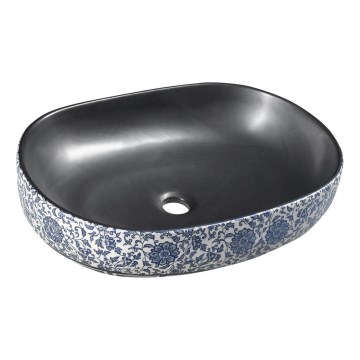 Sapho - PRIORI Countertop Basin 60 x 40 cm, Ceramic / Black / Blue