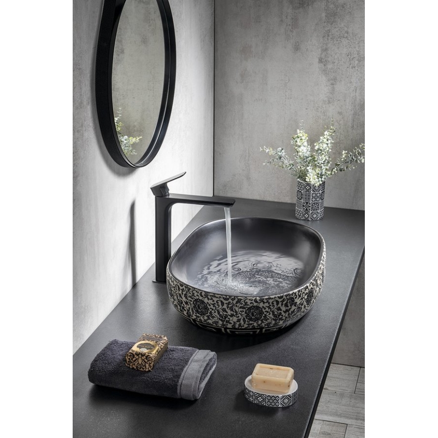 Sapho - PRIORI Countertop Basin 60 x 40 cm, Ceramic / Black / Blue