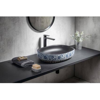 Sapho - PRIORI Countertop Basin 60 x 40 cm, Ceramic / Black / Blue